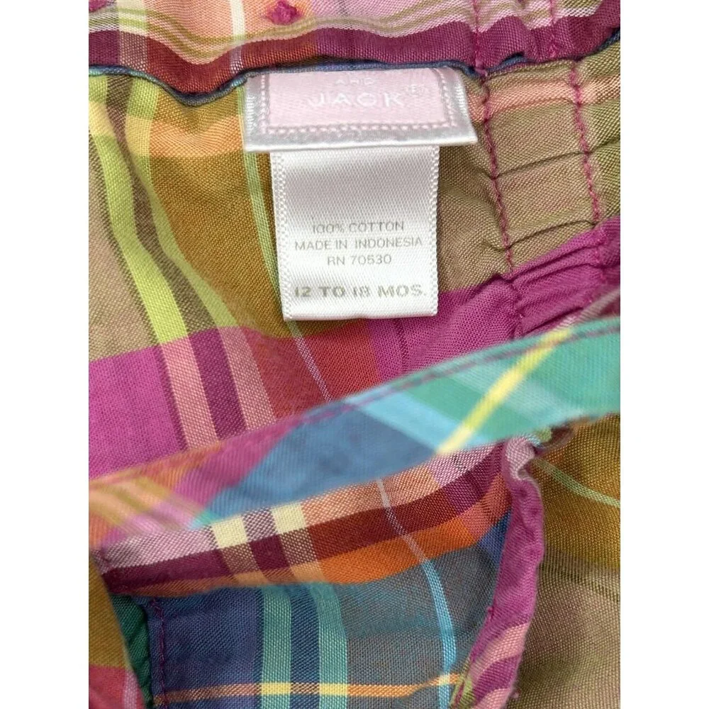 Janie and Jack Sundress Girls 12-18 Months Madras Plaid Tiered Ruffle Bow Cotton